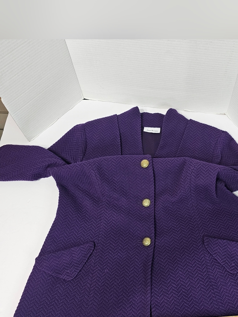 JOAN RIVERS Purple Textured Button-Front Jacket - Picture 13 of 15